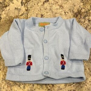 Adorable Blue Baby Cardigan with Soldier Embroidery